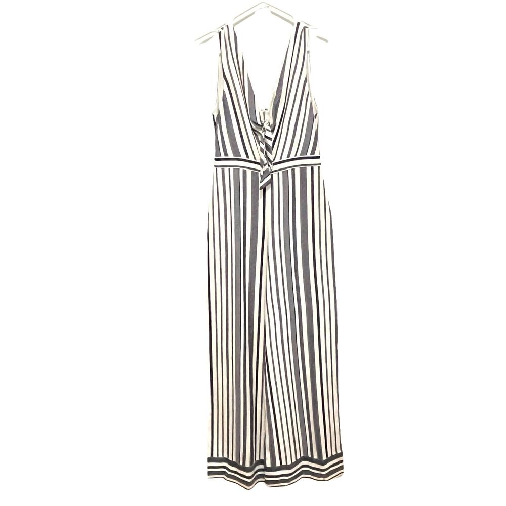 Alice + Olivia Jumpsuit Womens Navy Creamy Pockets Tie Front Peephole Laurice 2